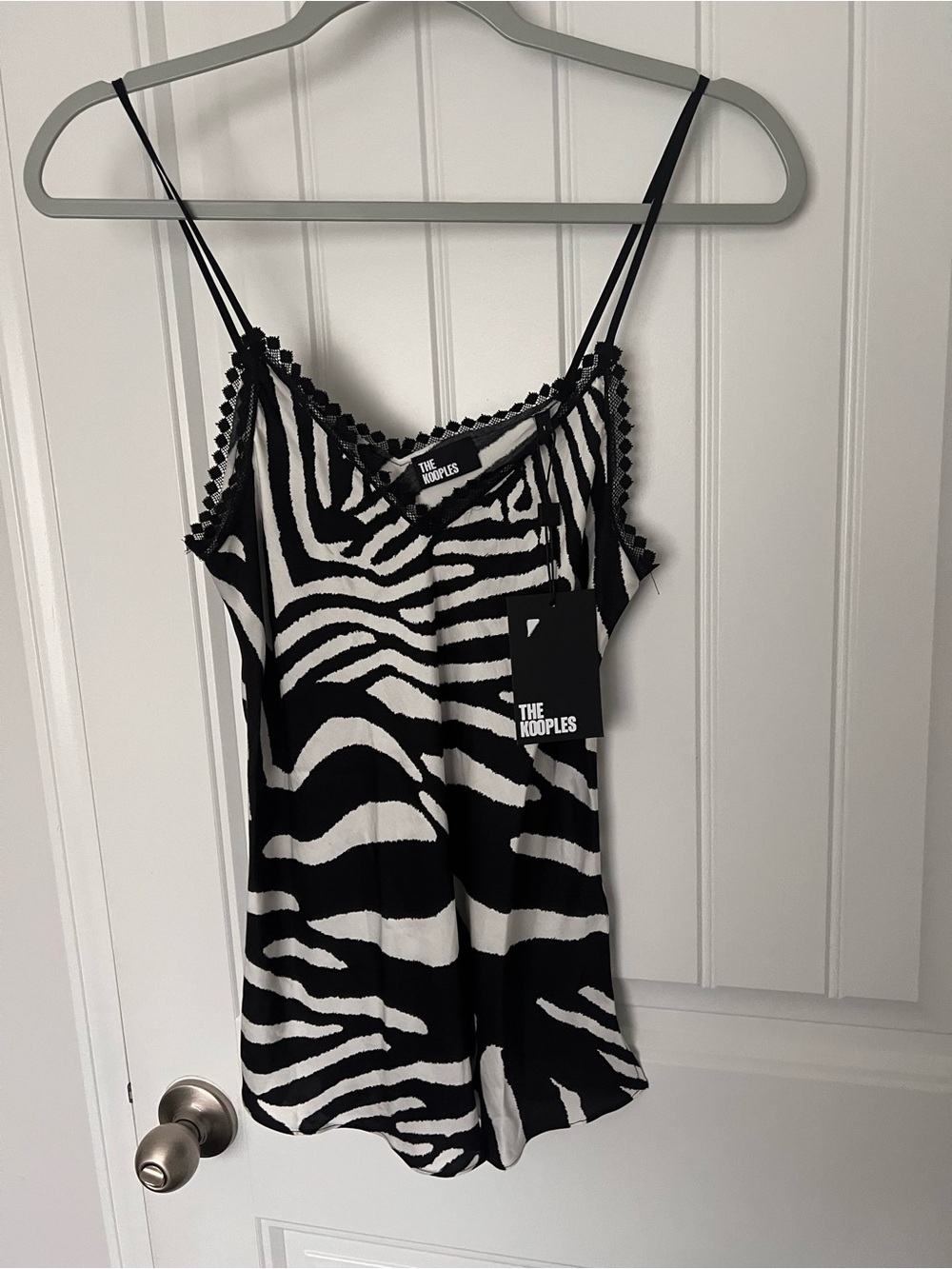 NWT - The Kooples Zebra-print lace-trim viscose cami top - Size 1 or S - Picture 6 of 8